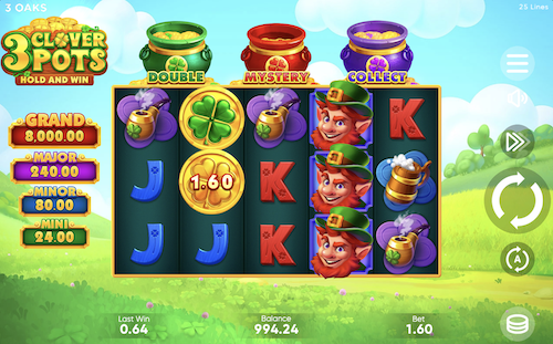 3 Clover Pots slot game by 3 Oaks Gaming