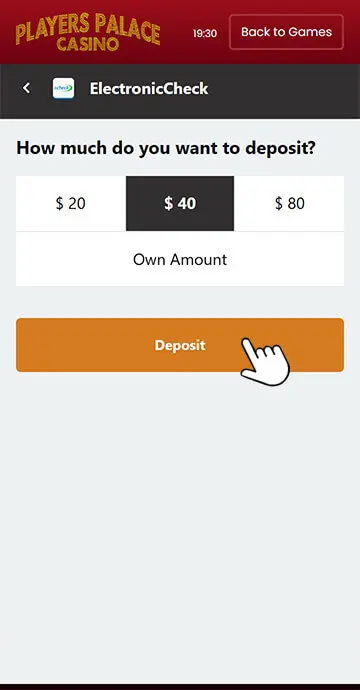 Enter the deposit amount