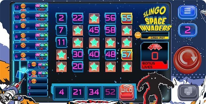 Screenshot of Space Invaders Slingo