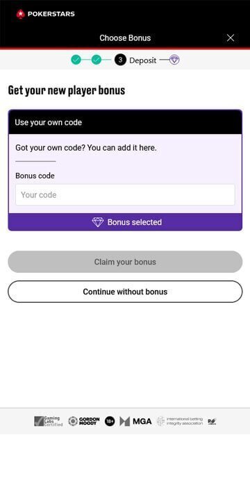 Where to enter Pokerstars casino promo code 2
