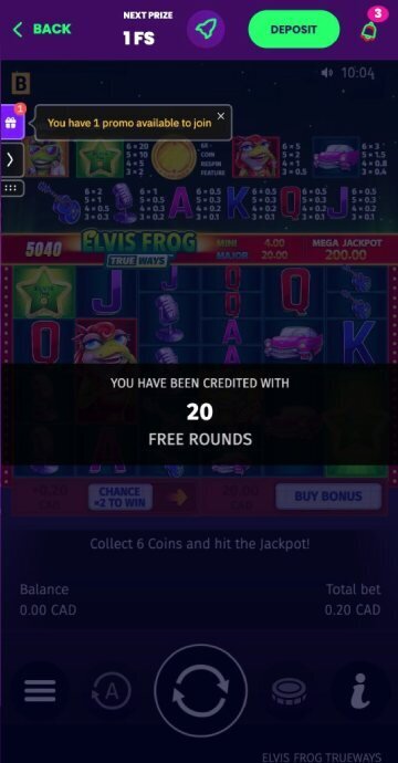 Casino Rocket bonus code step 3