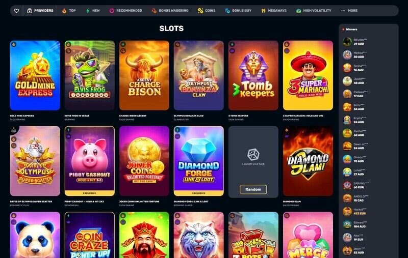 RocketPlay casino game lobby screenshot