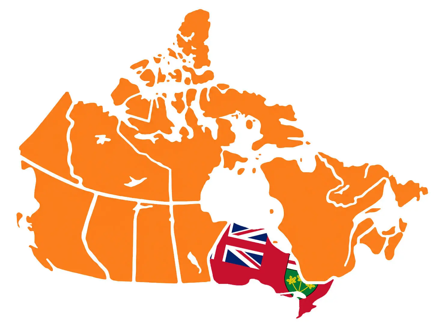 Canada province map with Ontario