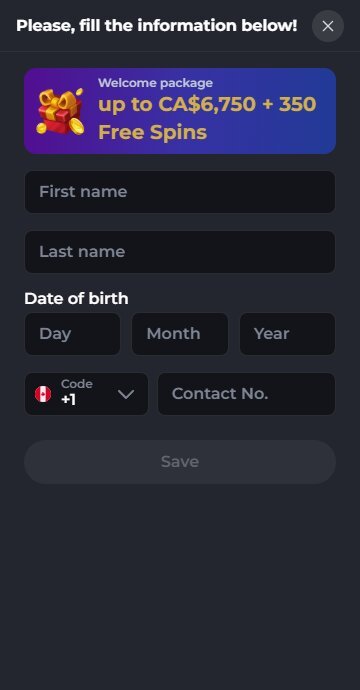 Corgibet registration step 2
