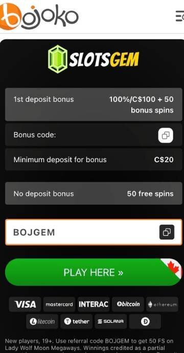 SlotsGem bonus code step 1
