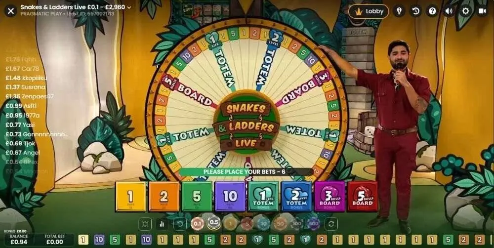 Snakes and Ladders Live game show