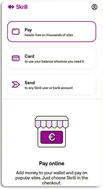 Screenshot of Skrill deposit page on mobile