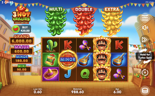 3 Hot Chillies slot game by 3 Oaks Gaming