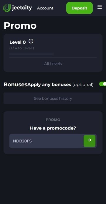 Where to enter JeetCity bonus code