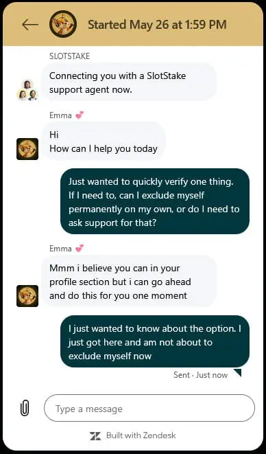 SlotStake customer support chat