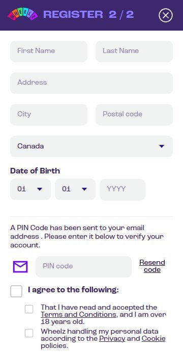 Wheelz sign up 2