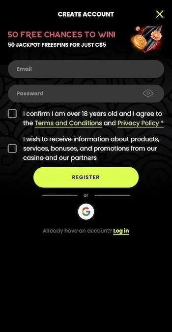 Sign up at Spin Samurai