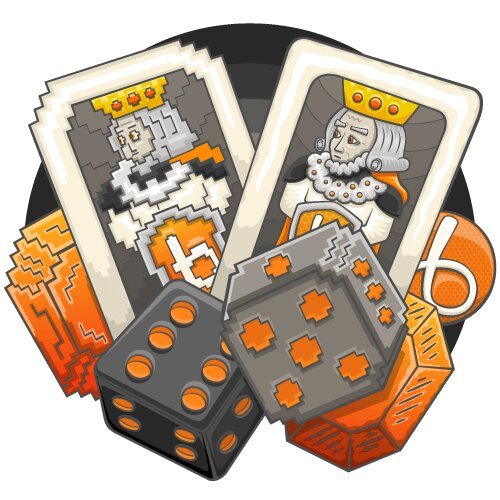 Casino game icon with playing cards and dice