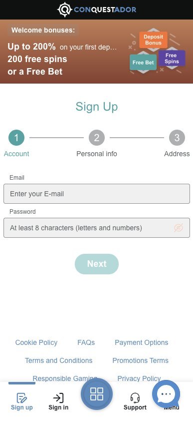 Where to enter Conquestador casino bonus code 
