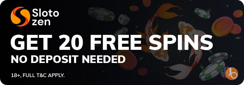 Slotozen Casino banner for 20 free spins