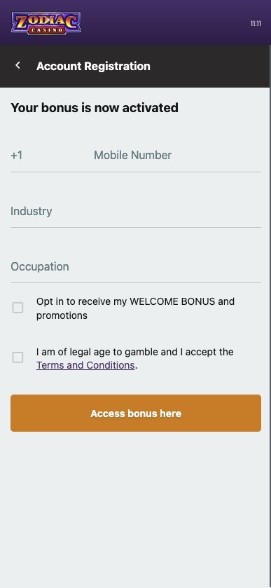 Where to enter Zodiac Casino promo code