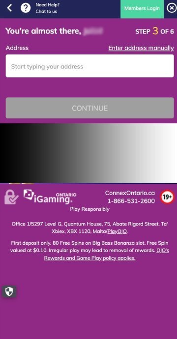 PlayOJO signup step 4